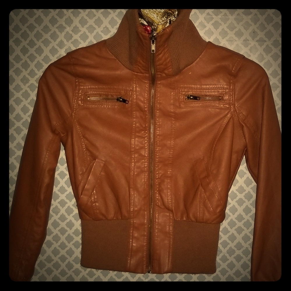 Brown faux leather jacket